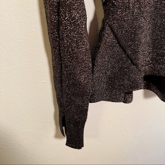 1.State Crewneck Peplum Top Black Metallic Knit - Picture 5 of 9